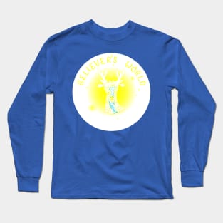 Texted Plain Bright Colors Version - Believer's World with Resident Wopppo Long Sleeve T-Shirt